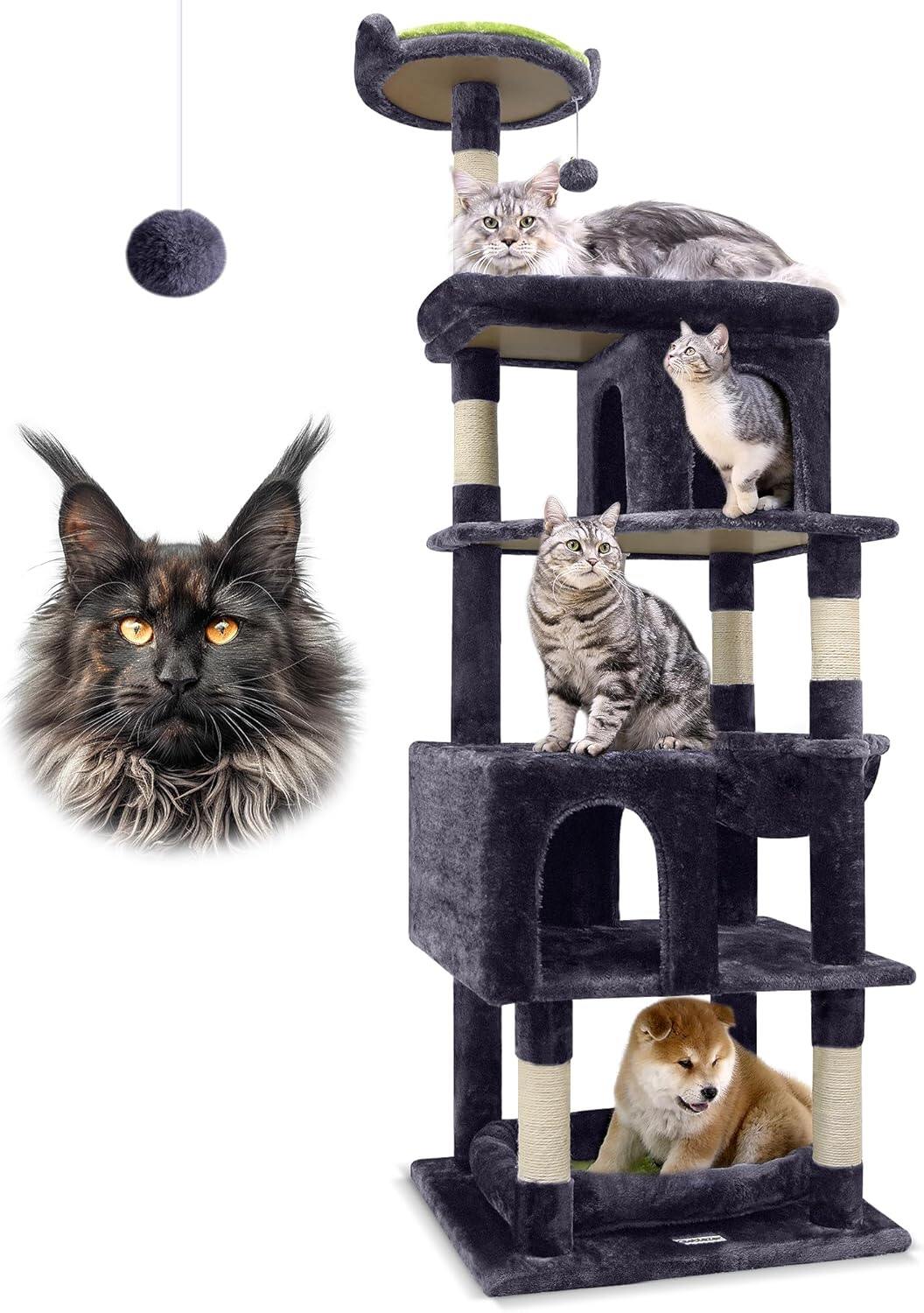 S72 Heavy Duty Cat Tree(Dark Gray,72-inch)