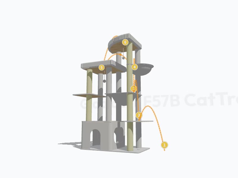 57-inch Cat Tree 3D Model