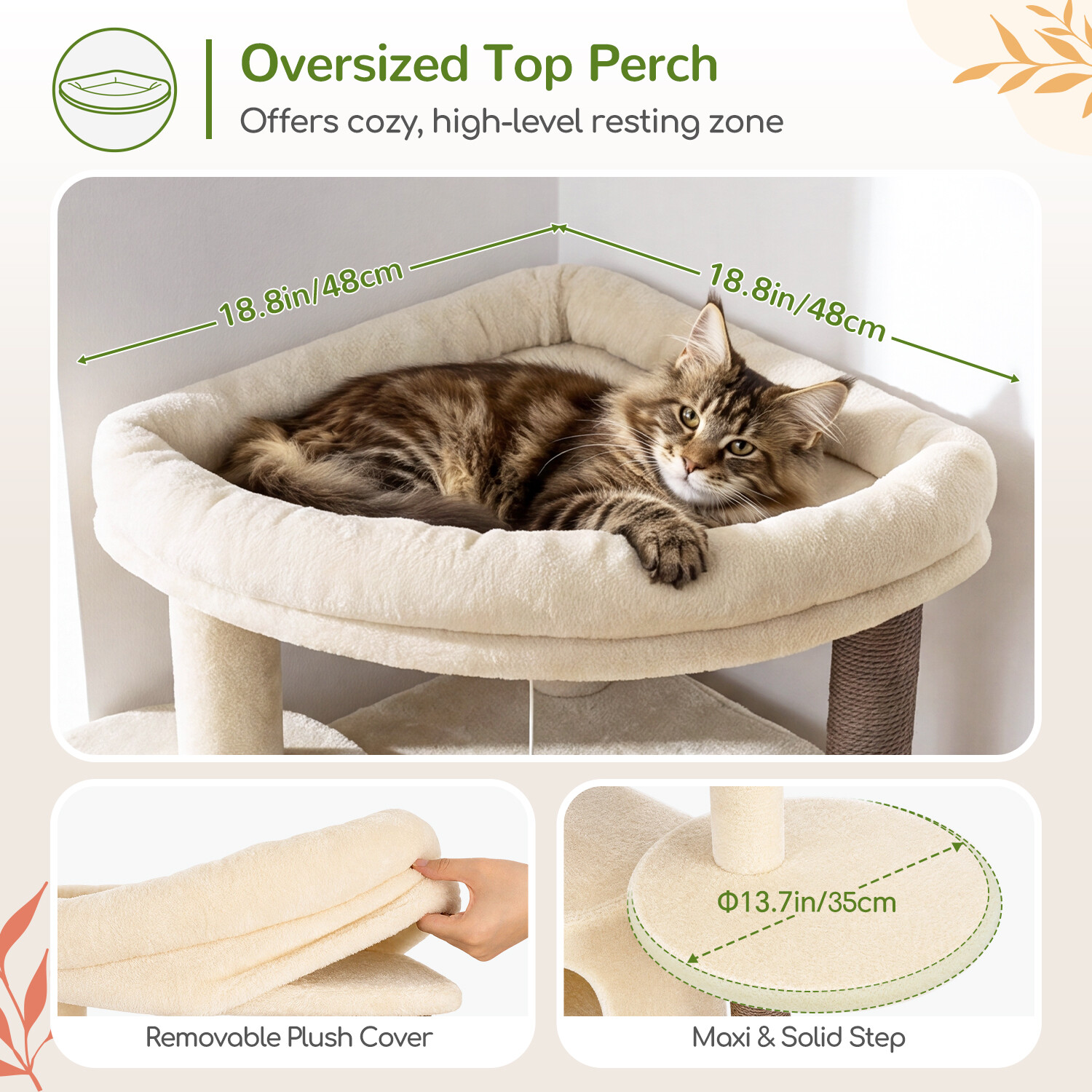 C73 Corner Cat Tree (Beige,73-inch)
