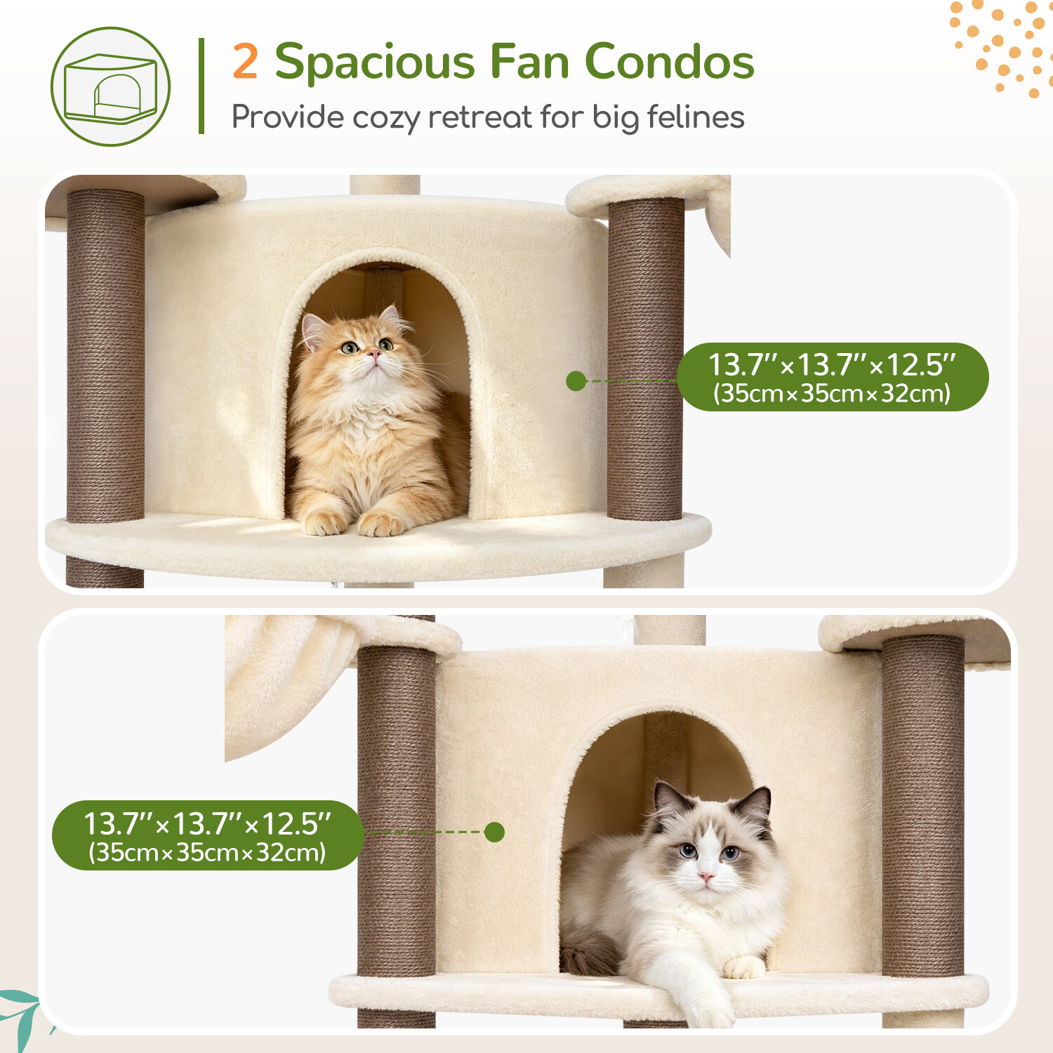 C73 Corner Cat Tree (Beige,73-inch)