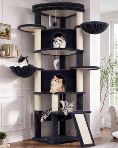 C73 Corner Cat Tree (Dark Grey,73-inch)