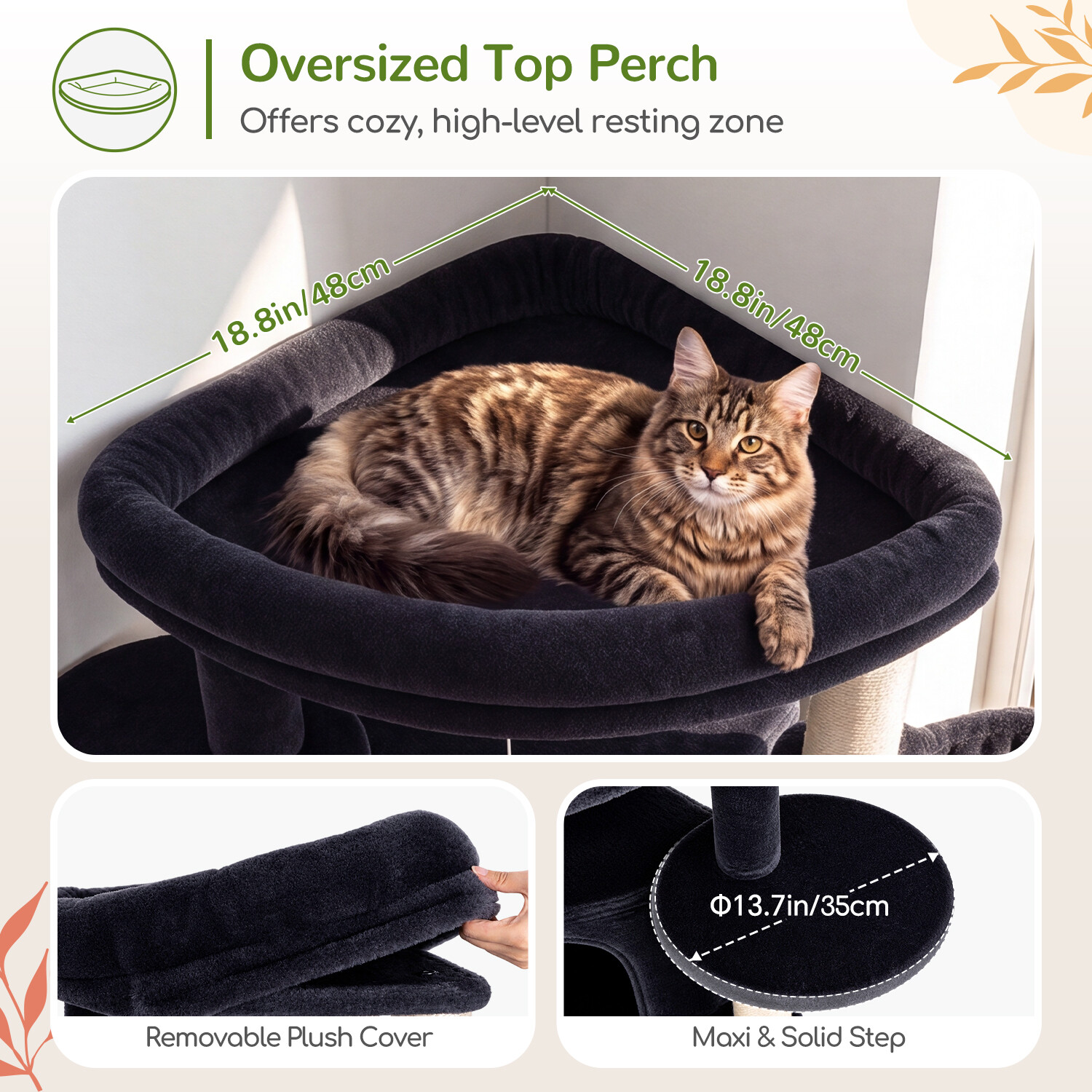 C73 Corner Cat Tree (Dark Grey,73-inch)
