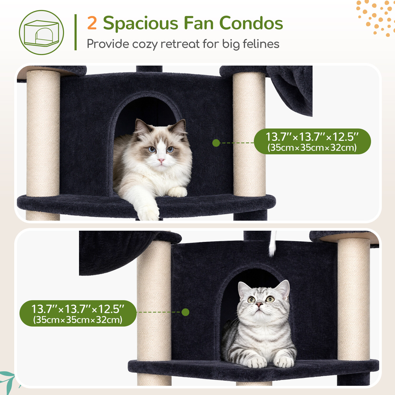C73 Corner Cat Tree (Dark Grey,73-inch)