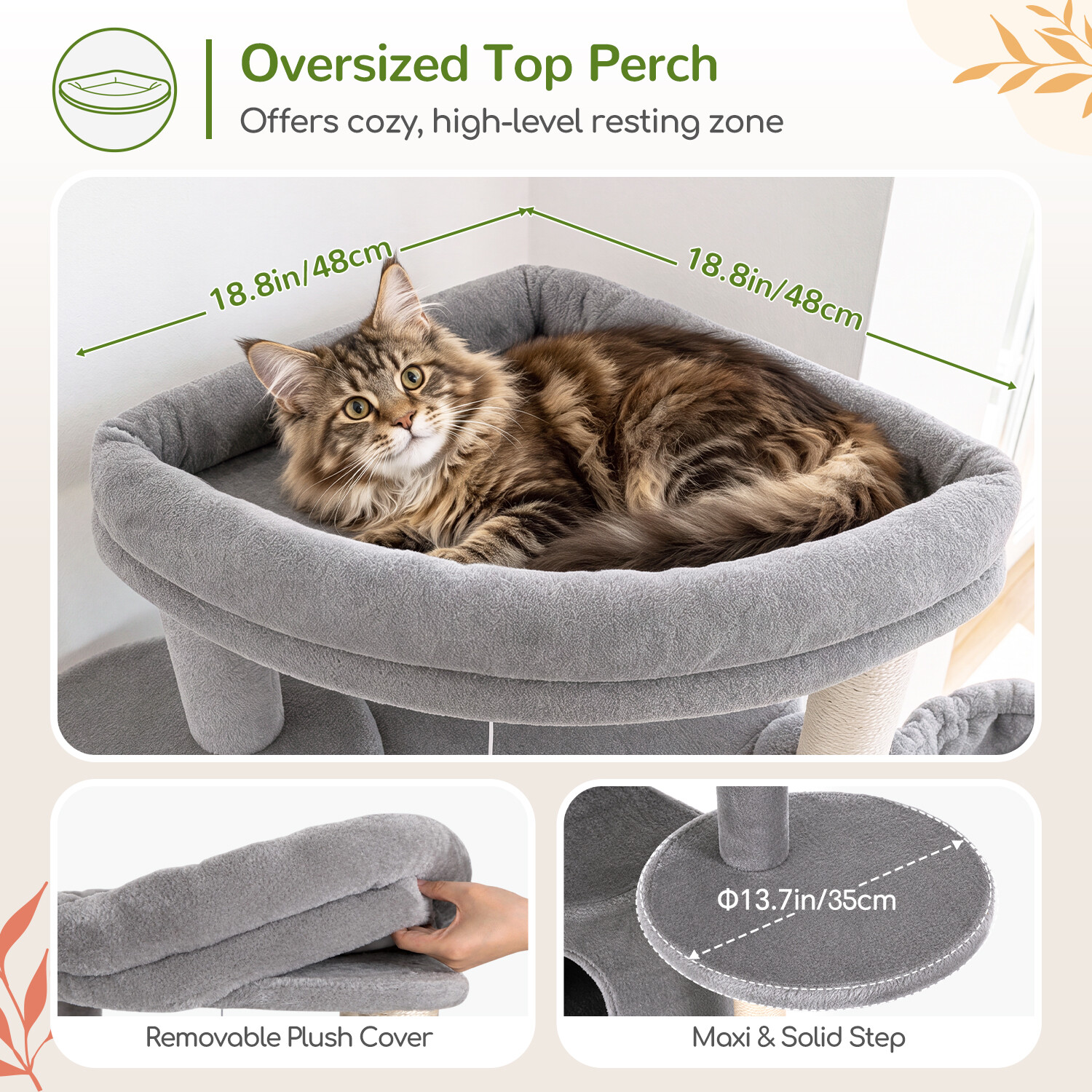 C73 Corner Cat Tree (Light Grey,73-inch)