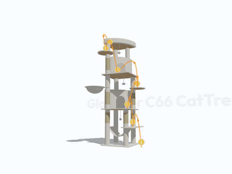 66-inch Corner Cat Tree 3D Model