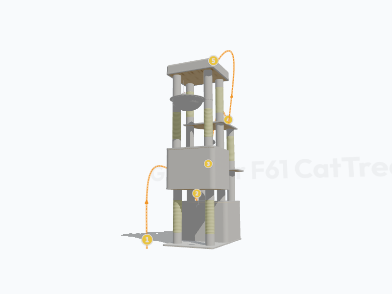 61-inch Heavy Duty Cat Tree 3D Model