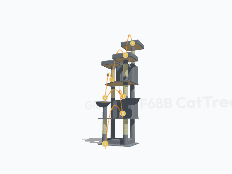 68-inch Cat Tower For Indoor Cats 3D Model