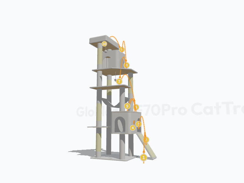 70-inch Cat Tree Tower 3D Model
