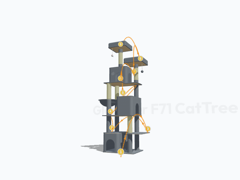 71-inch Cat Tower With Scratching Post 3D Model