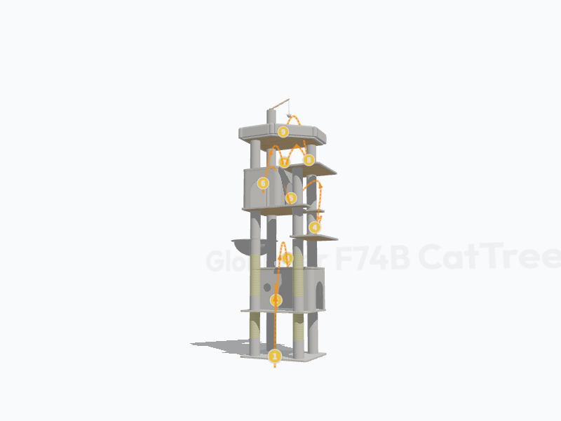 74-inch Cat Tree Tower 3D Model