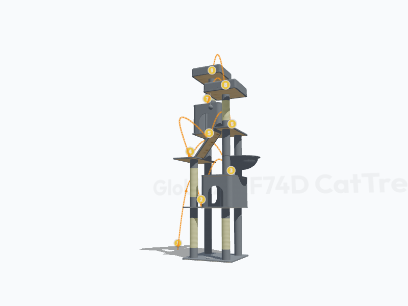 74-inch Cat Tree Tower 3D Model