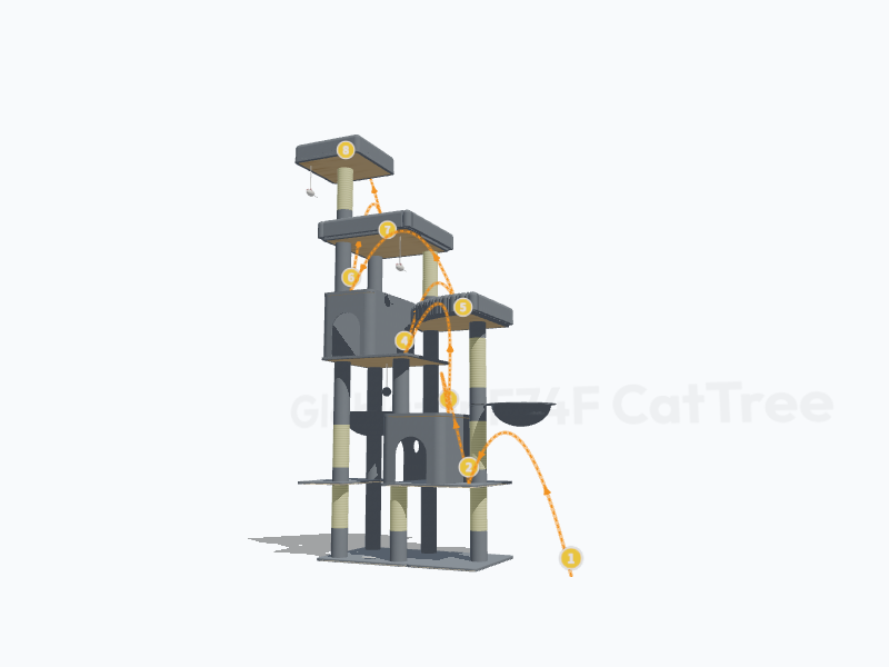 74-inch Cat Tree 3D Model