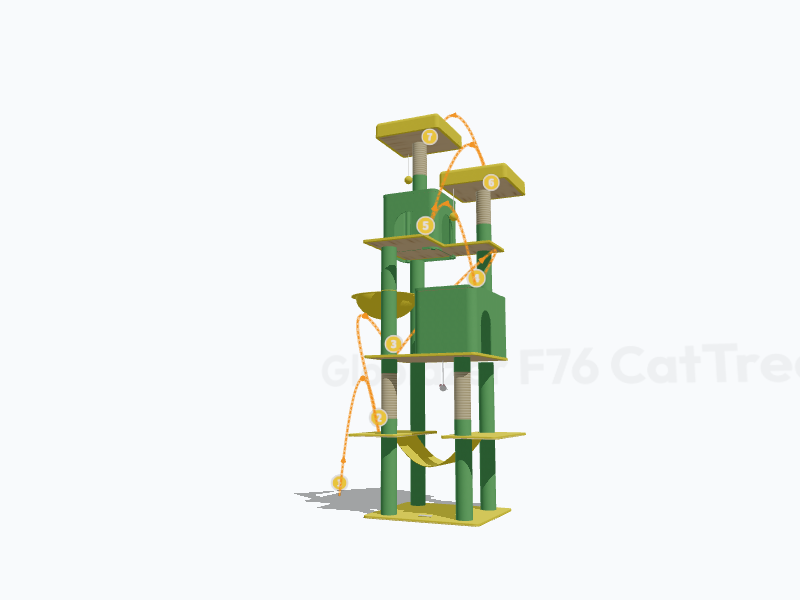 76-inch Cat Tree For Indoor Cats Large Adult 3D Model