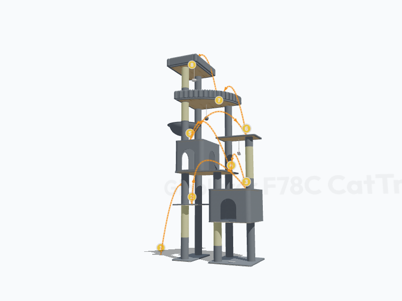 78-inch Heavy Duty Cat Tree 3D Model