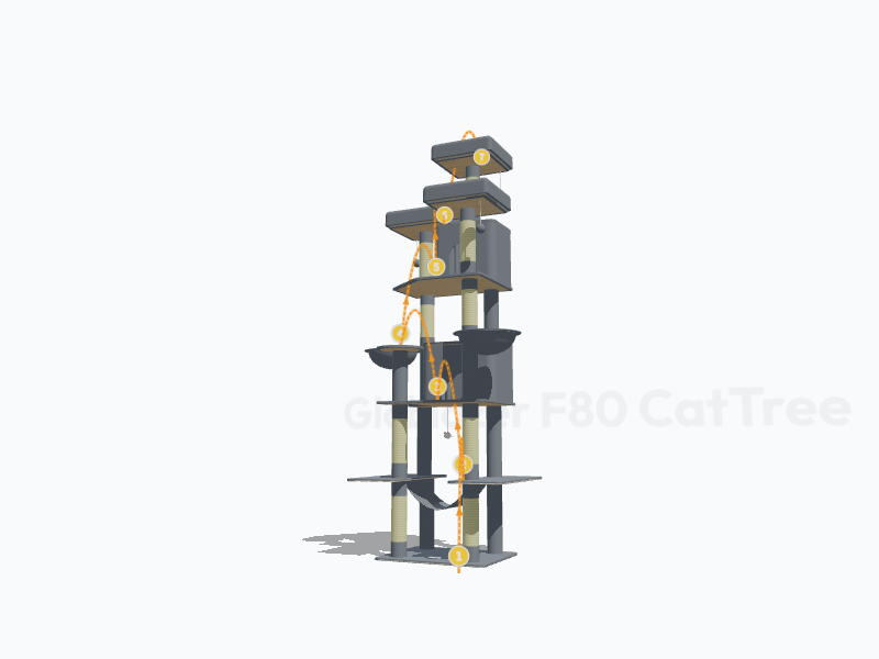 80-inch Cat Tree For Indoor Cats Large Adult 3D Model