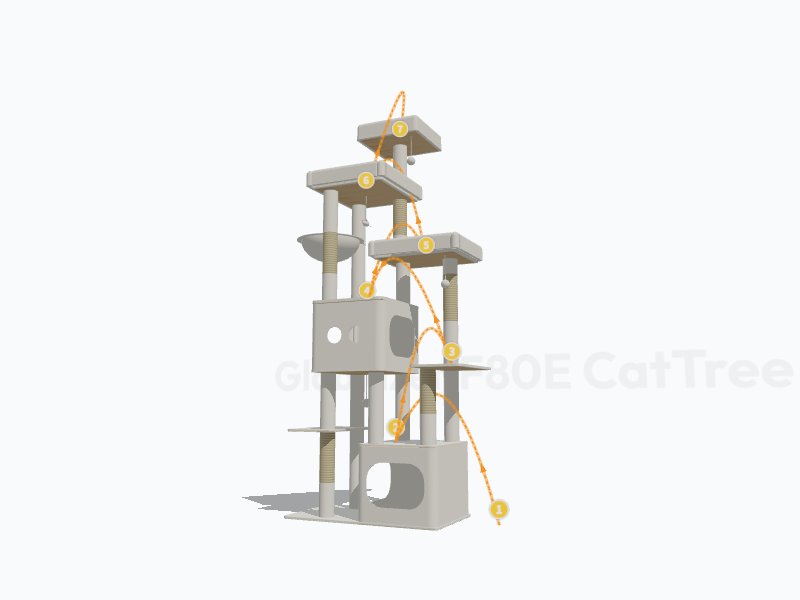 80-inch Tall Cat Tree 3D Model