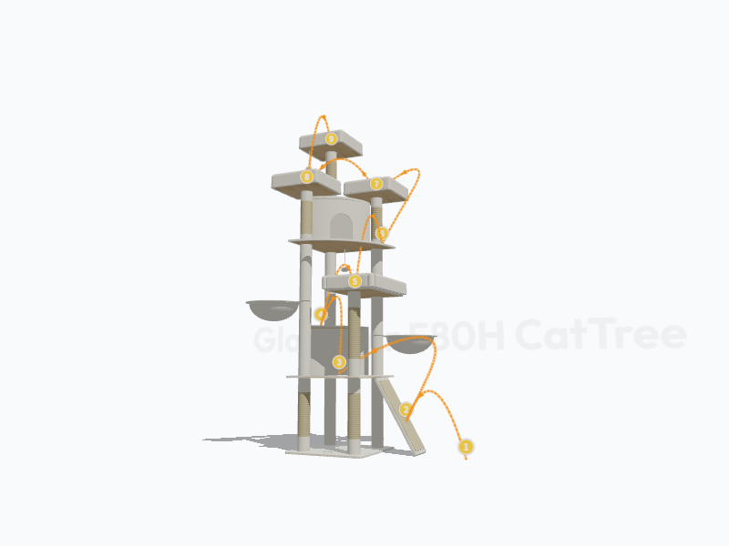 80-inch Cat Tree For Indoor Cats Large Adult 3D Model