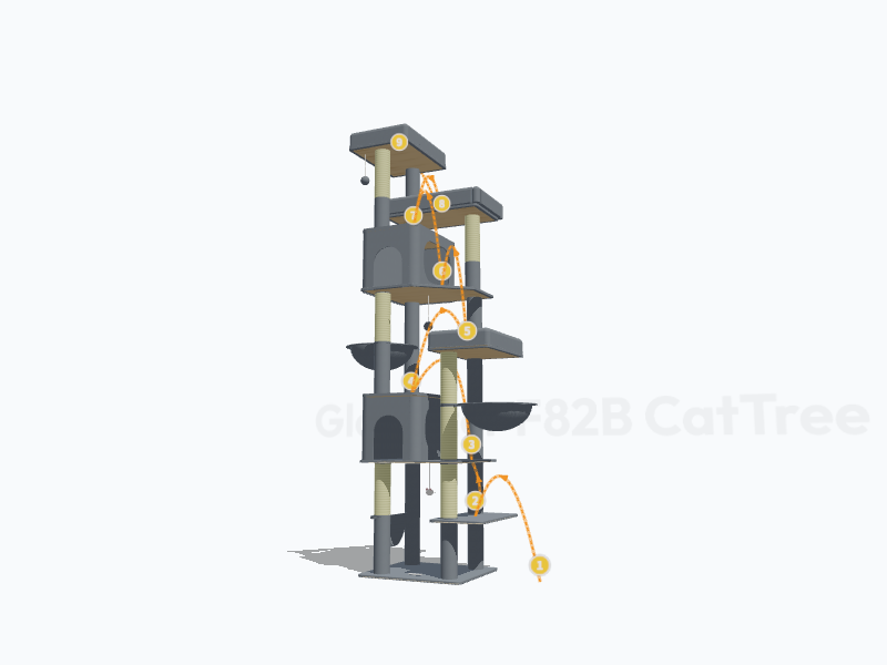 82-inch Cat Tree 3D Model