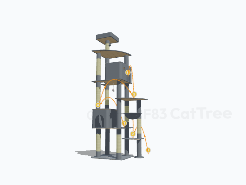 83-inch Cat Tree For Large Cats 3D Model