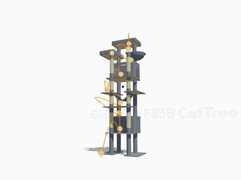 83-inch Tall Cat Tower 3D Model