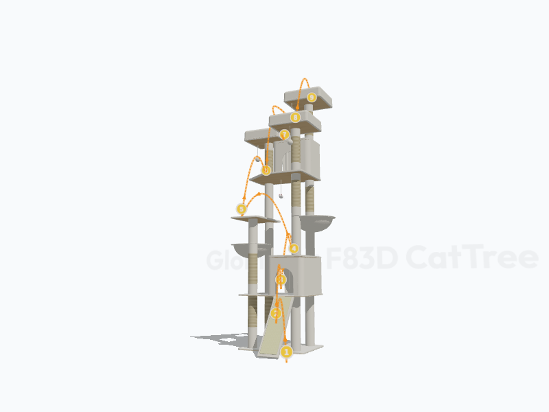 83-inch Cat Tree For Large Cats 3D Model