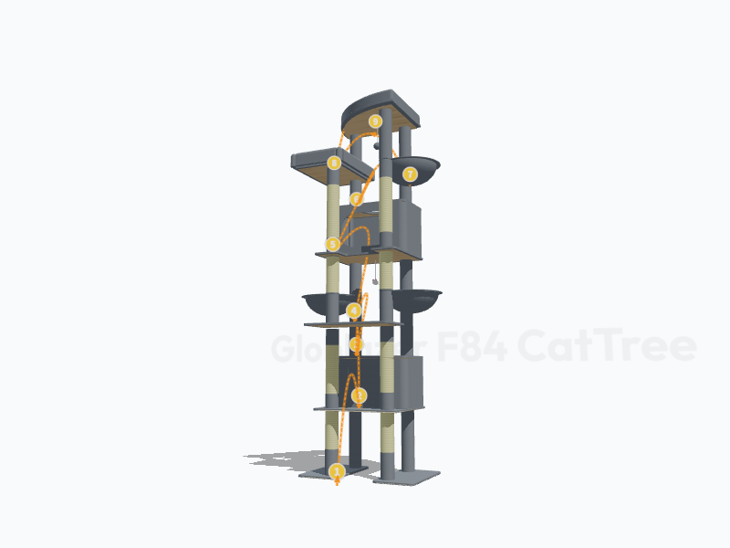 84-inch Tall Cat Tree 3D Model