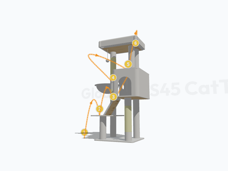 45-inch Cat Tower With Scratching Post 3D Model