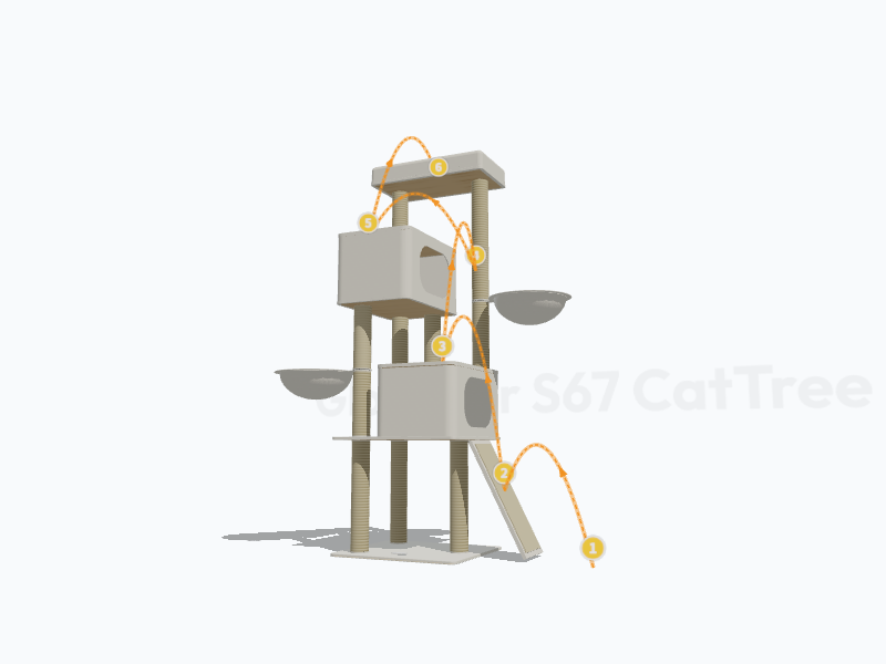 67-inch Cat Tree For Large Cats 3D Model