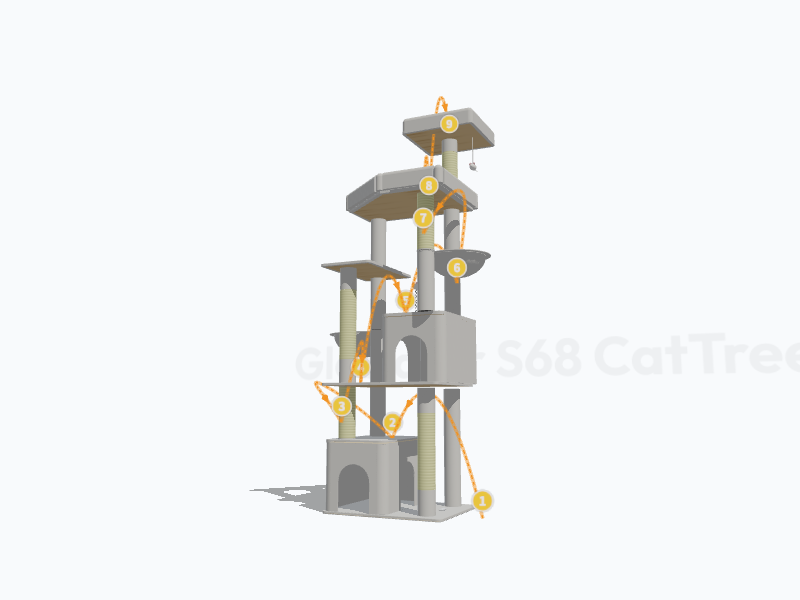 68-inch Tall Cat Tree 3D Model