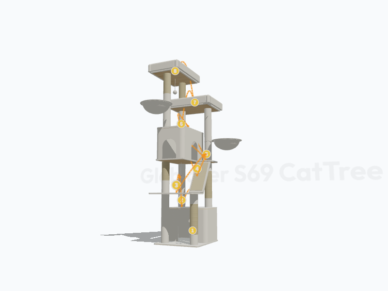 69-inch Cat Tree 3D Model