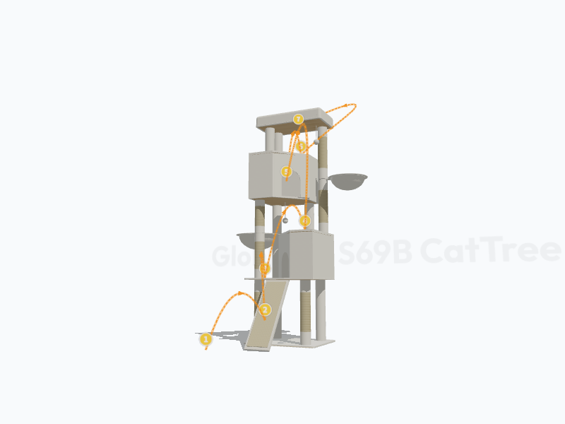 69-inch Tall Cat Tree 3D Model