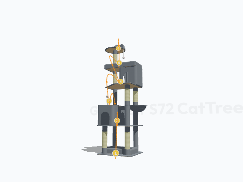 72-inch Heavy Duty Cat Tree 3D Model