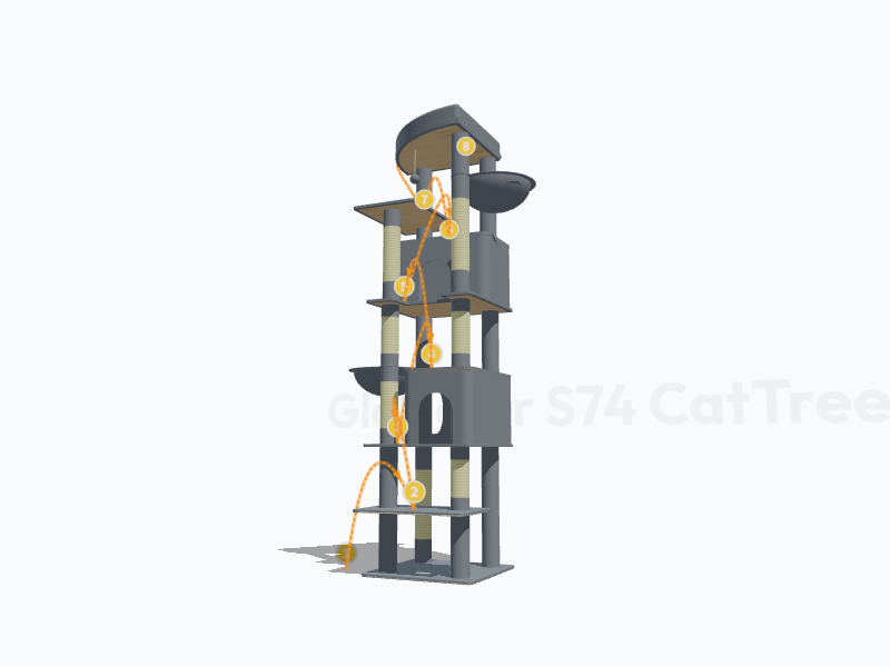 74-inch Tall Cat Tree 3D Model