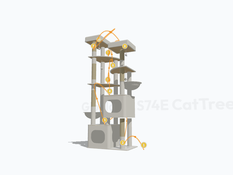 74-inch Heavy Duty Cat Tree 3D Model