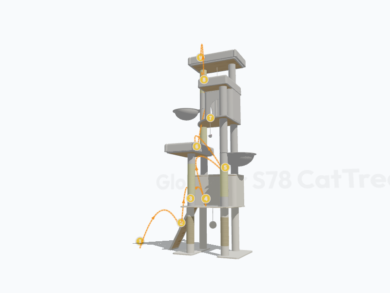 78-inch Cat Tower With Scratching Post 3D Model
