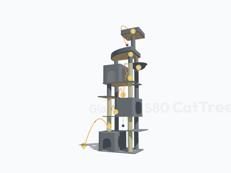 80-inch Cat Tower With Scratching Post 3D Model