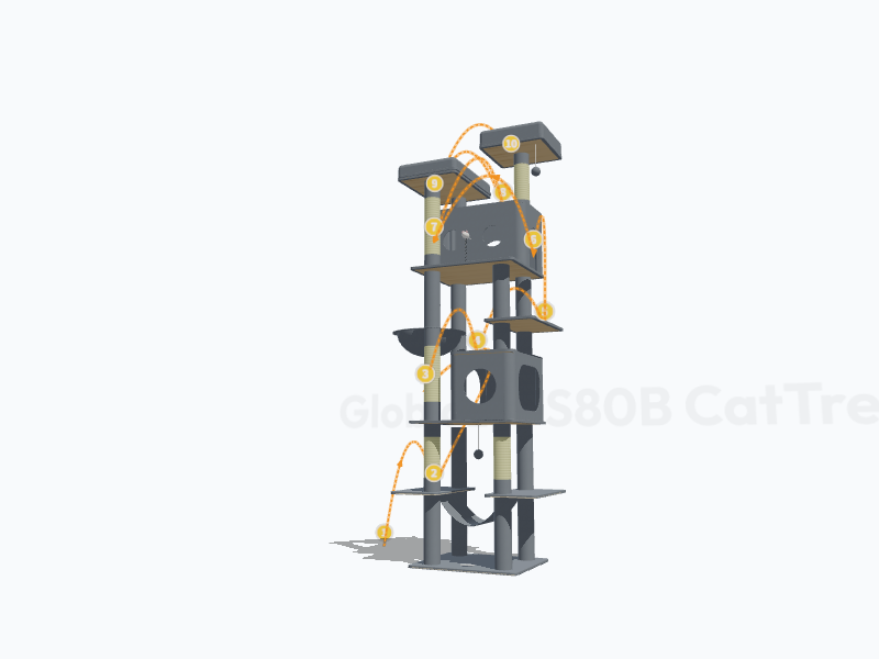 80-inch Big Cat Tree 3D Model