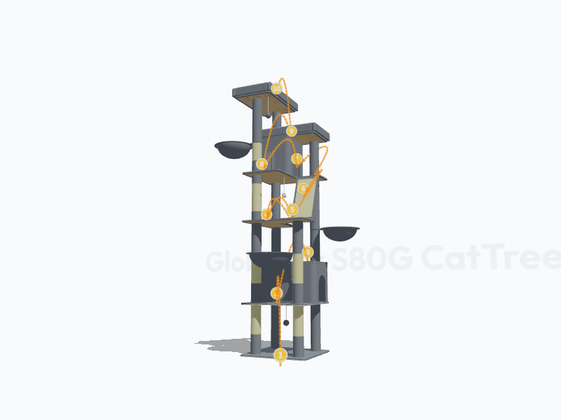 80-inch Heavy Duty Cat Tree 3D Model