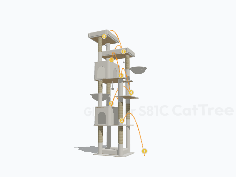 81-inch Cat Tree For Indoor Cats Large Adult 3D Model