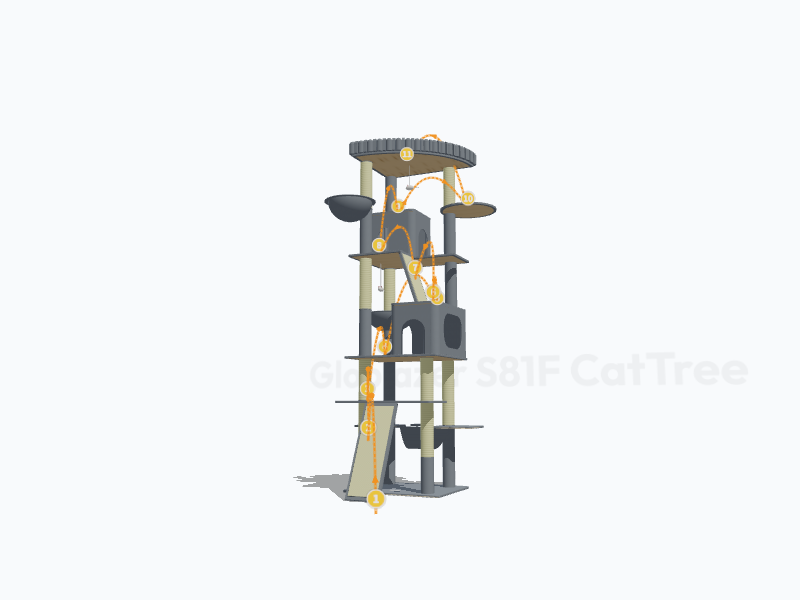 81-inch Cat Tree For Large Cats 3D Model