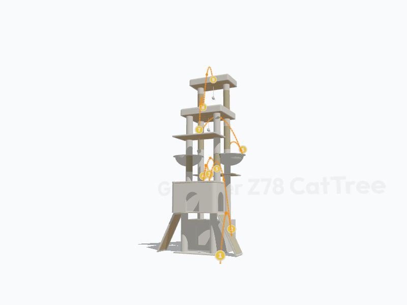 78-inch Tall Cat Tree 3D Model