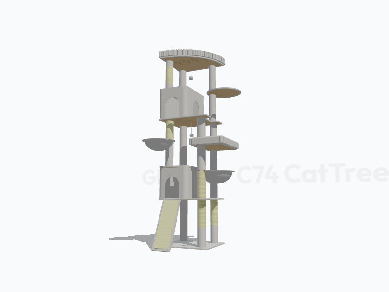 74-inch Cat Tree Tower 3D Model