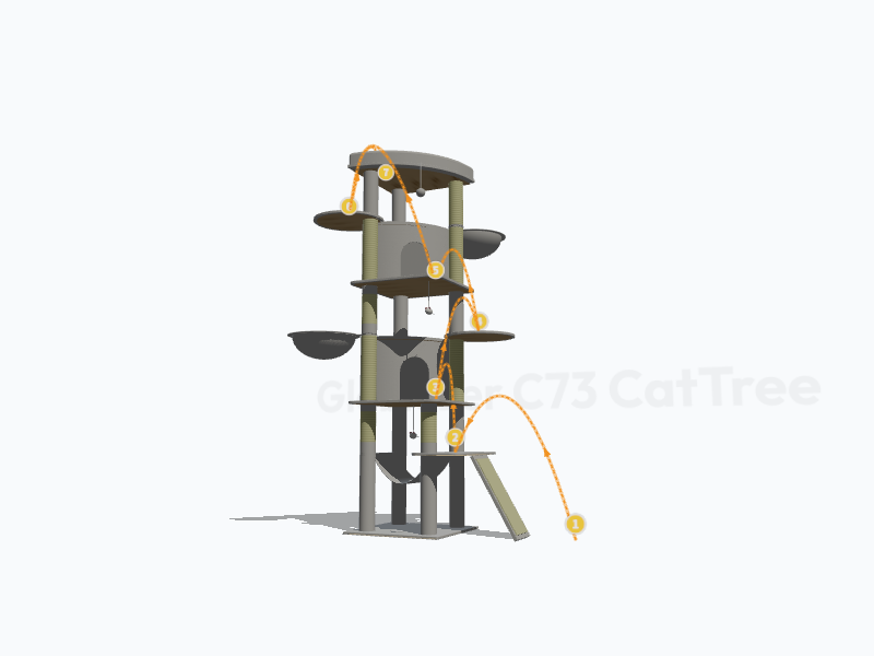 73-inch Corner Cat Tree 3D Model
