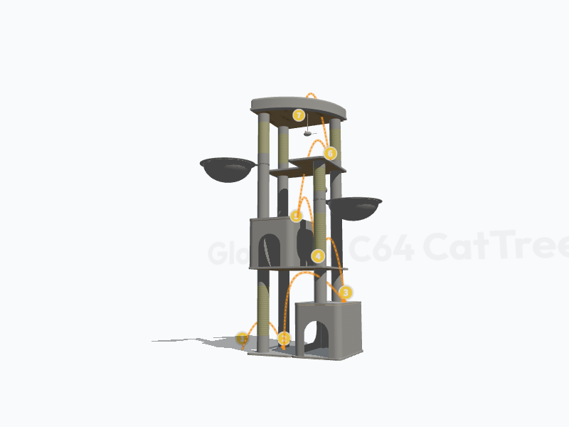 64-inch Cat Tree For Large Cats 3D Model