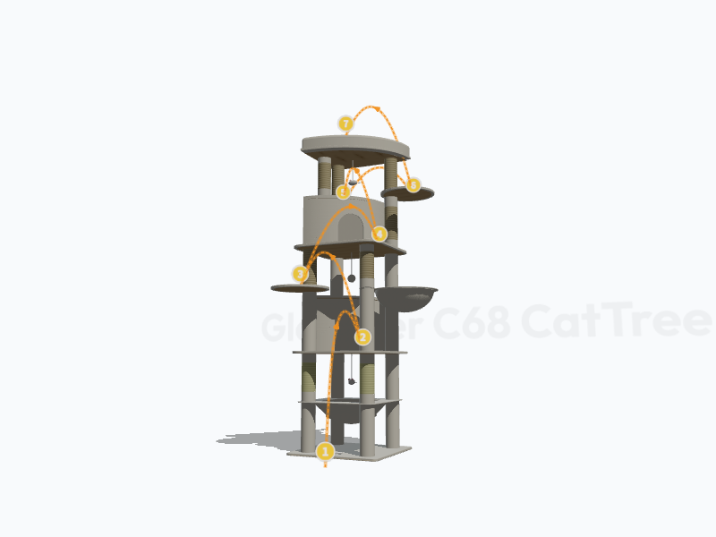 68-inch Corner Cat Tree 3D Model