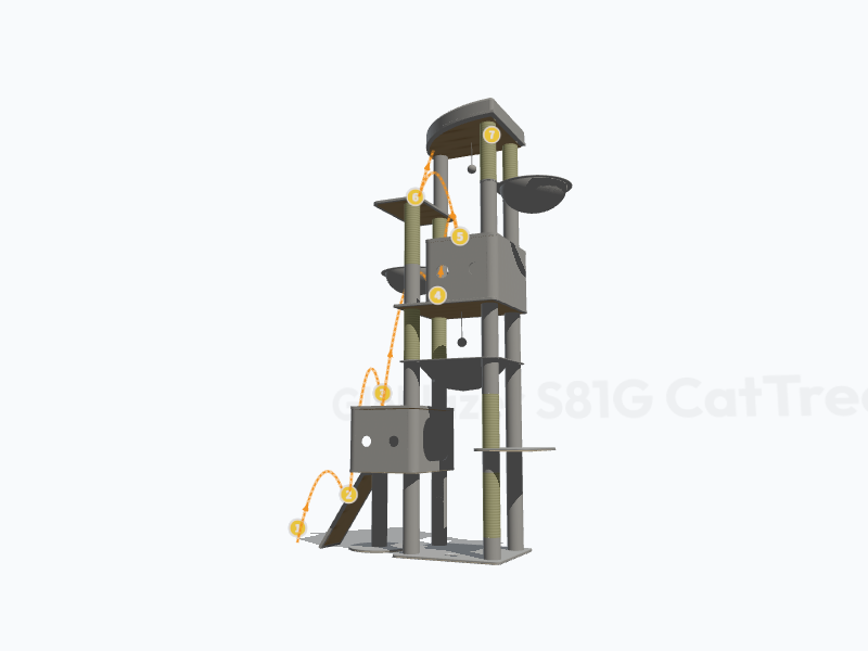 81-inch Tall Cat Tree 3D Model