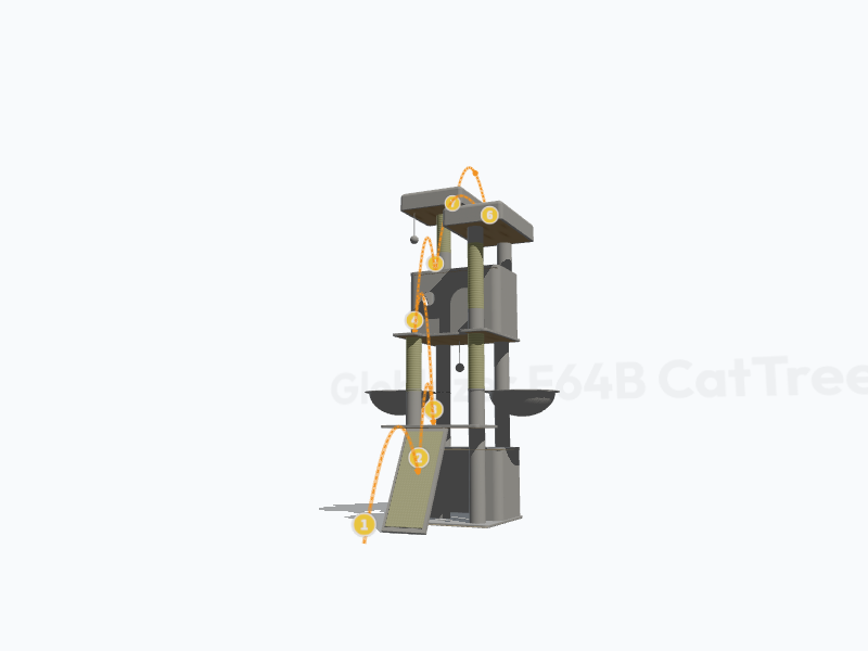 64-inch Cat Tower 3D Model