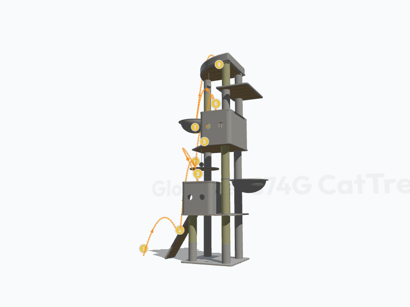 74-inch Tall Cat Tree 3D Model