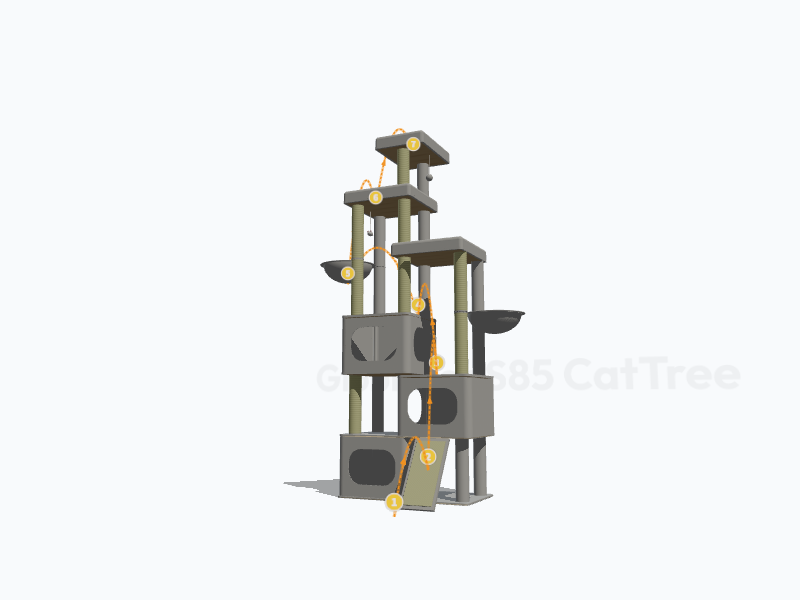 85-inch Tall Cat Tower 3D Model