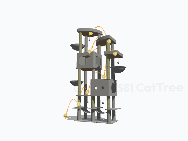 81-inch Cat Tree For Large Cats 3D Model